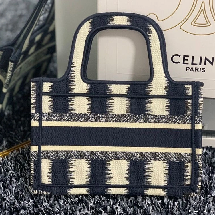 Cheap Mini Dior D-Stripes Blue Canvas Book Tote Motif 0813 Luxury